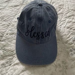 Elly and Grace, One Size Fits All,  Light, Blue, Hat, “BLESSED”